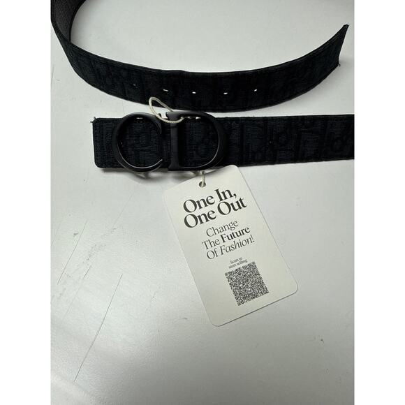 Dior Belt Reversible Oblique Jacquard Navy Black with Buckle 36" - Picture 10 of 11